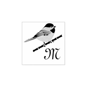 Adorable Carolina Chickadee Cartoon Rubber Stamp