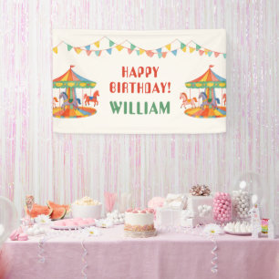 Adorable Carousel Birthday Banner