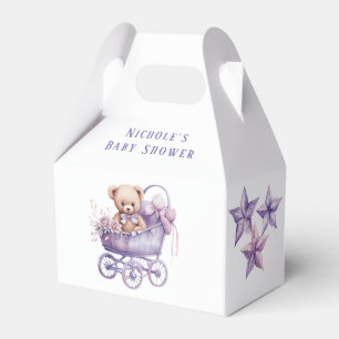 Adorable Carriage Teddy Bear Girl Baby Shower Favour Box