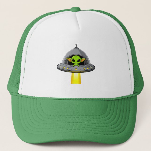 Adorable Cartoon Alien Trucker Hat (Front)
