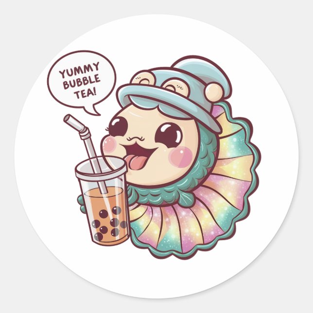 Adorable Cartoon Aquarium Fish: Cozy, Kawaii Vibes Classic Round Sticker (Front)