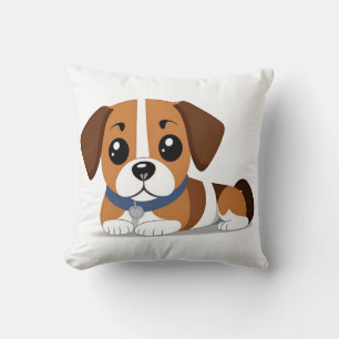 Adorable Cartoon Beagle Puppy Lying Down Cushion
