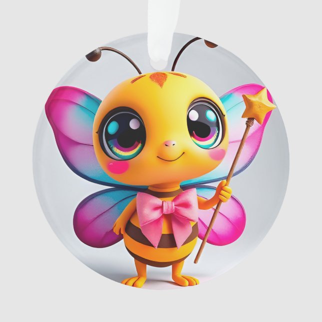 Adorable Cartoon Bee Fairy Character Ornament (Front)