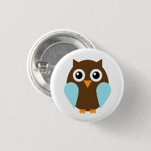 Adorable Cartoon Blue Owl 3 Cm Round Badge