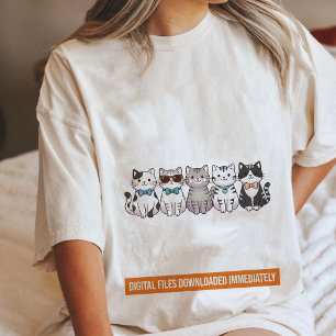 Adorable Cartoon Cats With Bow Ties And Sunglasses Tri-Blend Shirt
