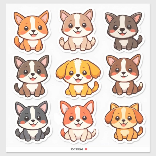 Adorable Cartoon Cute Dog Stickers (Sheet)