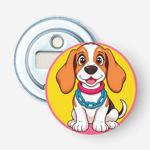 Adorable Cartoon Dog Smiling Cheerfully Bottle Opener