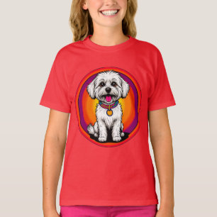 Adorable Cartoon Dog Wearing a Chain T-Shirt