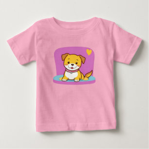 Adorable Cartoon Dog With Cheery Expression Baby T-Shirt
