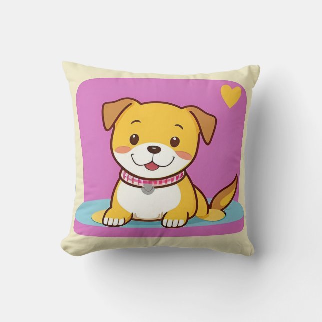Adorable Cartoon Dog With Cheery Expression Cushion (Front)