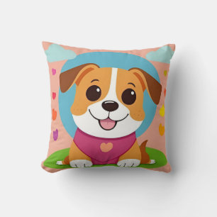 Adorable Cartoon Dog With Cheery Expression Cushion