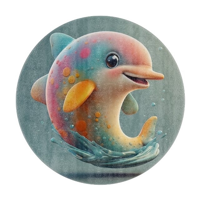 Adorable Cartoon Dolphin Cutting Board (Front)
