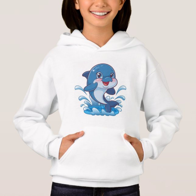 "Adorable Cartoon Dolphin Splashing in Joy" (Front)