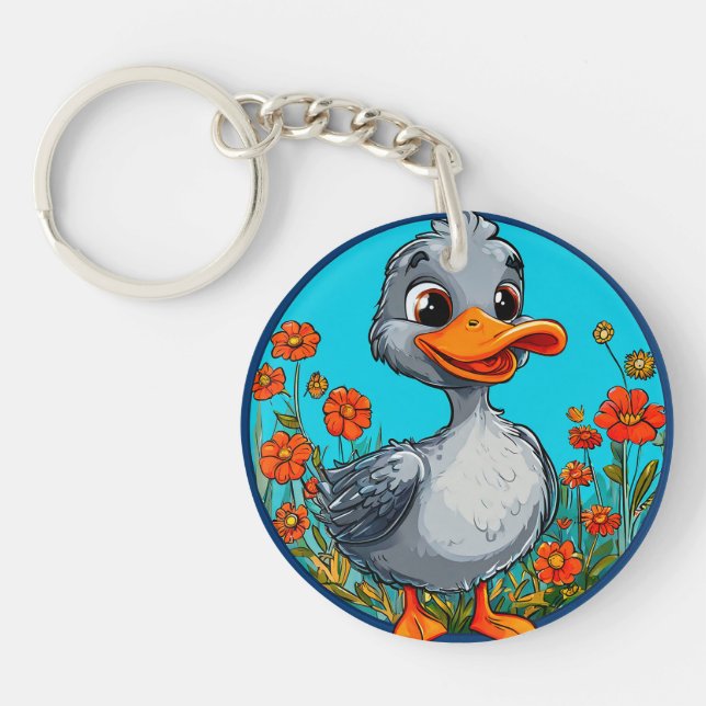Adorable cartoon duckling key ring (Front)