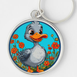 Adorable cartoon duckling key ring