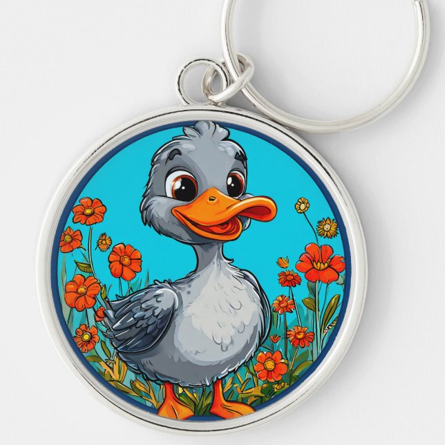 Adorable cartoon duckling key ring (Front)