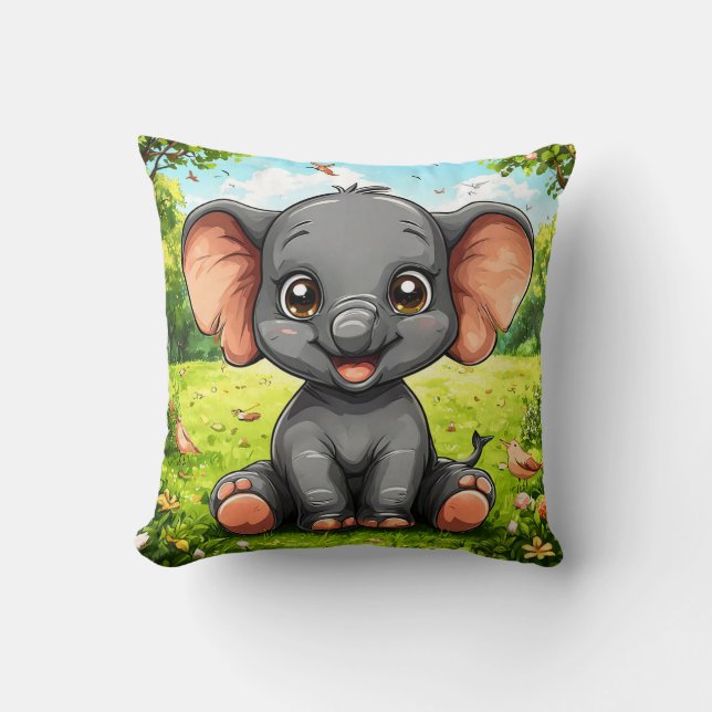 Adorable Cartoon Elephant Cushion (Front)