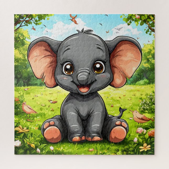 Adorable Cartoon Elephant Jigsaw Puzzle (Vertical)