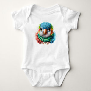 Adorable Cartoon Fluffy Happy Baby Parrot Bodysuit