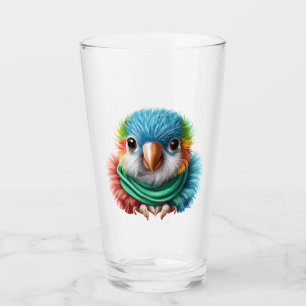 Adorable Cartoon Fluffy Happy Baby Parrot Glass