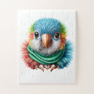 Adorable Cartoon Fluffy Happy Baby Parrot  Jigsaw Puzzle