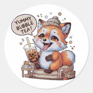 Adorable Cartoon Fox: Cozy, Kawaii Vibes Classic Round Sticker
