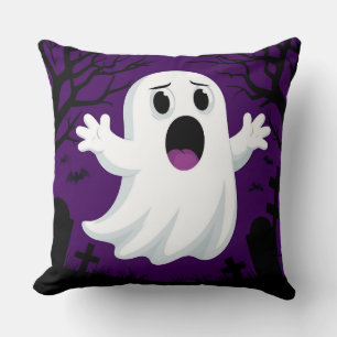 Adorable Cartoon Ghost in Spooky Halloween Cushion