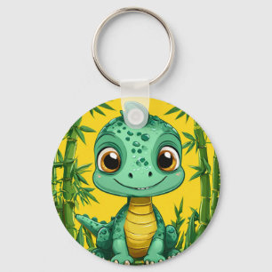 Adorable Cartoon Green Dinosaur Key Ring