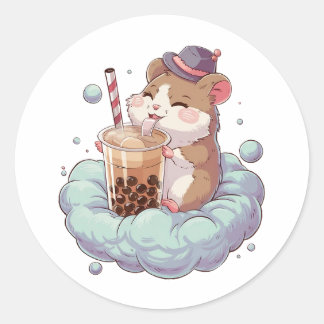 Adorable Cartoon Hamster: Cozy, Kawaii Vibes Classic Round Sticker
