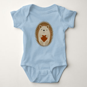 Adorable Cartoon Hedgehog Holding a Heart Baby Bodysuit