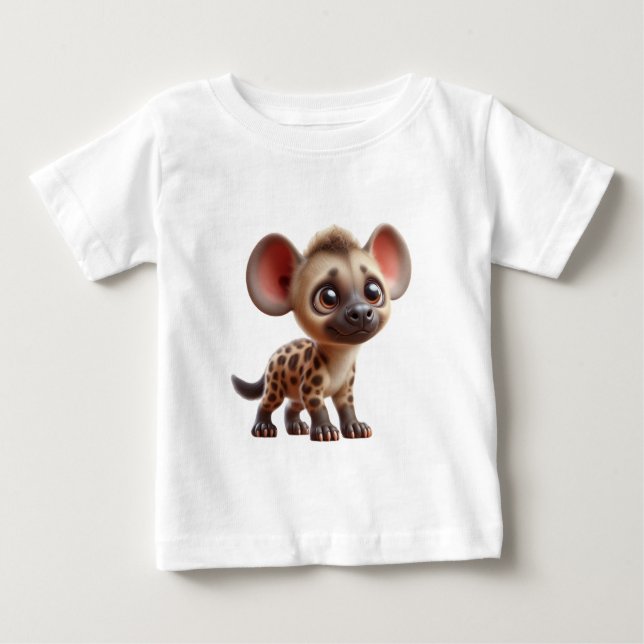 Adorable Cartoon Hyena Cub Graphic Baby T-Shirt (Front)