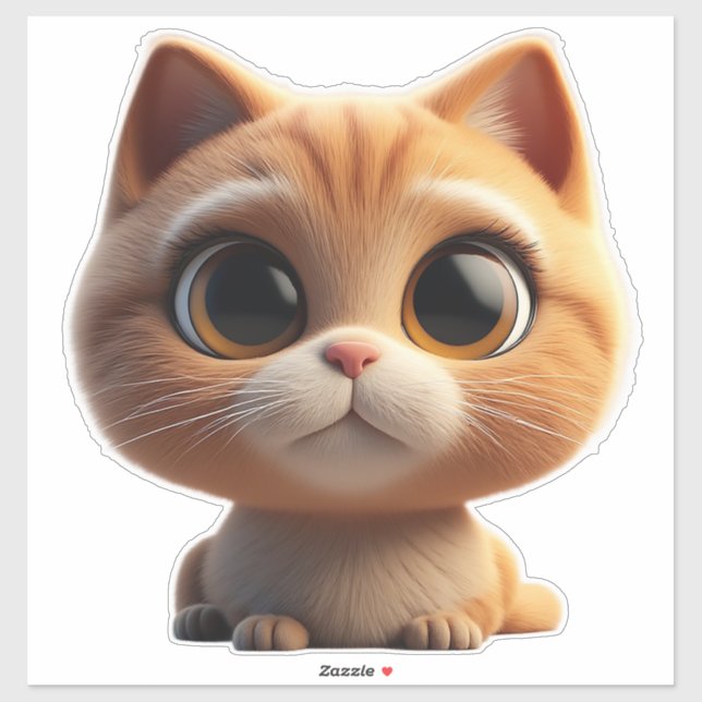 Adorable Cartoon Kitten With Big Eyes (Sheet)
