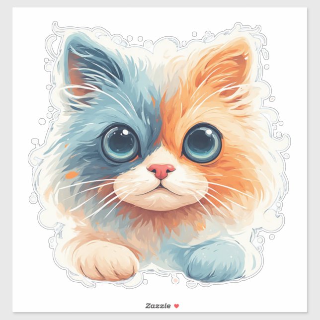 Adorable Cartoon Kitten With Big Eyes (Sheet)