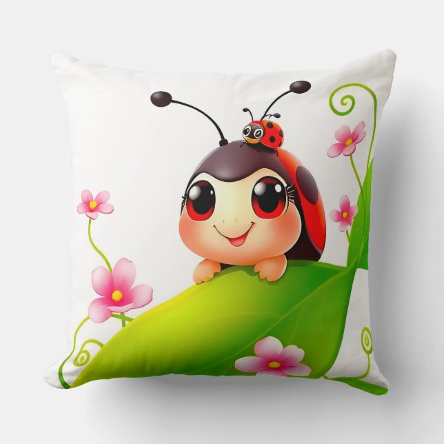 Adorable Cartoon Ladybug Cushion (Front)