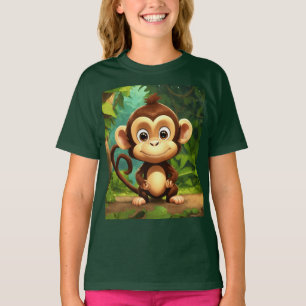 Adorable Cartoon Monkey Baby Fine Kids Jersey T-Sh T-Shirt