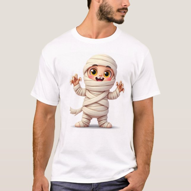 Adorable Cartoon Mummy for Halloween T-Shirt (Front)