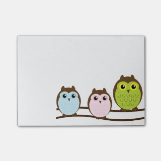 Adorable Cartoon Owl Family Post-It Notes