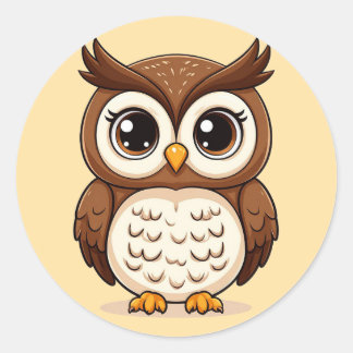 Adorable Cartoon Owl Gift for Kids Owl Lover Classic Round Sticker