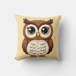 Adorable Cartoon Owl With Big Eyes Cushion