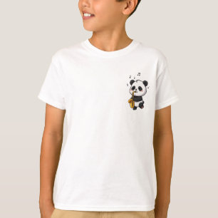 Adorable Cartoon Panda Playing Golden Saxophone T-Shirt
