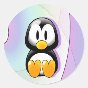 Adorable Cartoon Penguin Classic Round Sticker