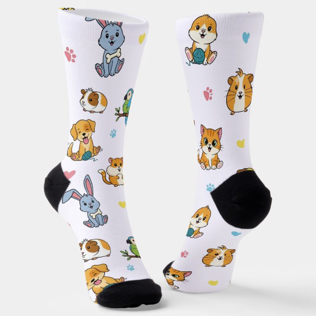 Adorable Cartoon Pet Pattern Socks (Angled)