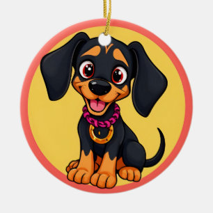 Adorable Cartoon Puppy Ceramic Tree Decoration