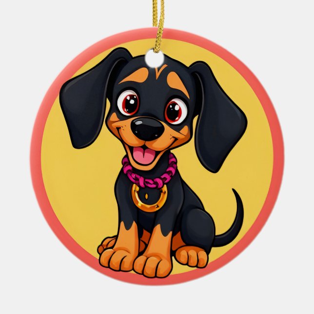 Adorable Cartoon Puppy Ceramic Tree Decoration (Front)