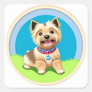 Adorable Cartoon Puppy Fun Pet Lover Gift Square Sticker