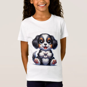 Adorable Cartoon Puppy Holding a Heart T-Shirt