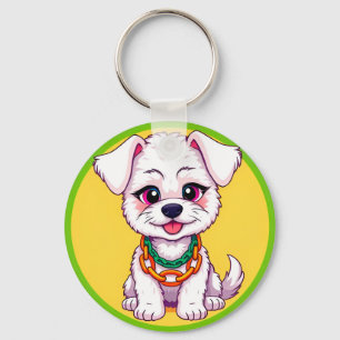 Adorable Cartoon Puppy Key Ring