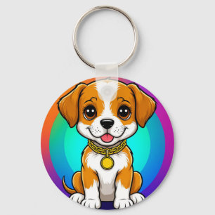 Adorable Cartoon Puppy Key Ring