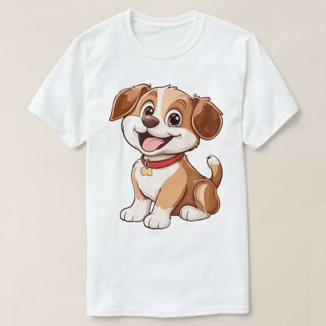 Adorable Cartoon Puppy T-Shirt (Design Front)