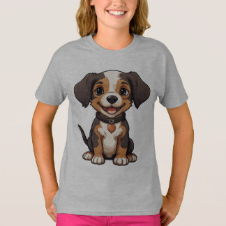 Adorable Cartoon Puppy with a Happy Expression T-Shirt